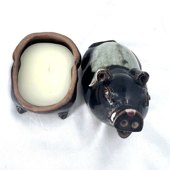 Vintage Ceramic Lidded Pig Candle Figurine Trinket Box - Picture 3 of 9
